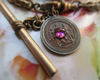Antique Watch Chain - Civil War Veteran Medal 1861 - 1866 - 1800s Mens Fashion - Bespoke Accessory - Civil War Memorabilia - Gifts For Men