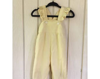 Vintage Yellow 1970s Girls Corduroy 'Health Tex' Jumpsuit/Romper. Size 6M