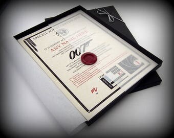 James Bond 007 style Personalised Certificate Gift Box