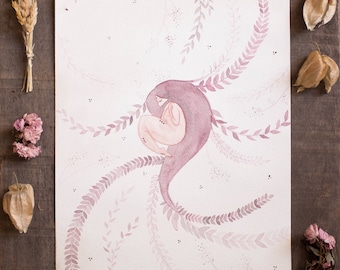 Aquarelle originale - Sona Femme-Arbre - 23x30,5cm