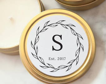 Set of 100 Wedding Favors, Gold Tin Custom Personalized Candles, Candle Wedding Favors, Mini Soy Candles, Shower Favors, Party Favors