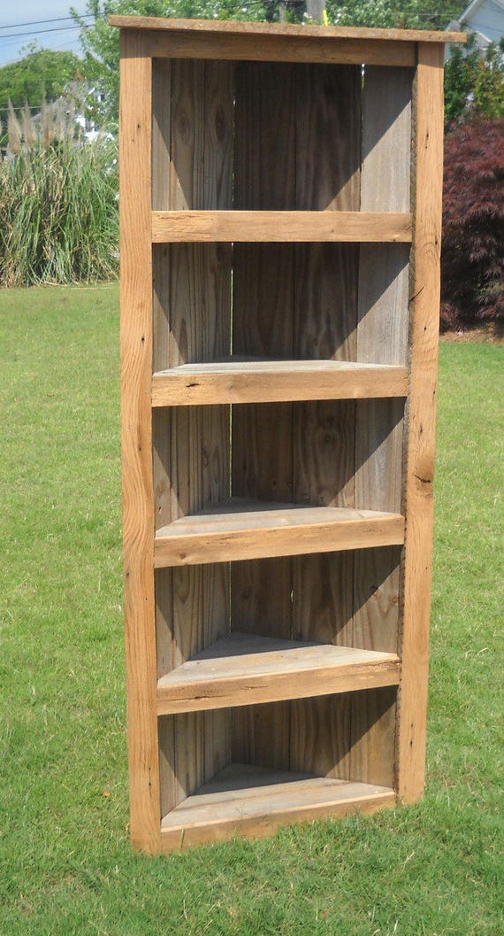 Rustic Bookcase reclaimed wood Corner Bookcase Corner