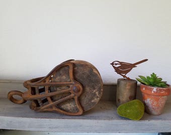 Antique Pulley Barn Metal & Wood Pulley Industrial Decor Farmhouse Decor