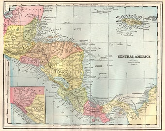 Central america map | Etsy