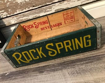 Very Rare Vintage 1966 Rock Spring Beverages Wood Soda Crate Shakopee MN