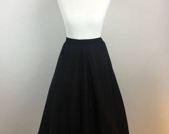 Vintage 1940s Skirt - 40s Black Taffeta Swing Skirt - A Line Skirt - Full Midi Circle Formal - X Small xs - UK 4-6 / US 0-2 / EU 32-34