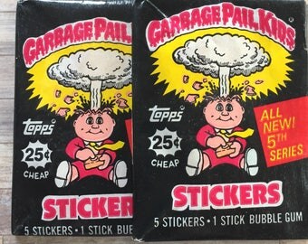 1 Pack of Vintage Garbage Pail Kids Sticker Cards Series 5 1986 Unopened Pack of Cards