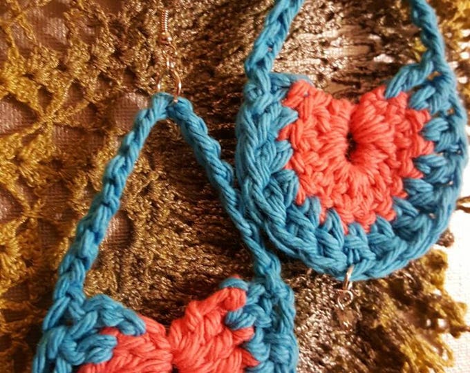 Crochet Swing Earrings Fiesta Cultural Handmade 3 inch Drop