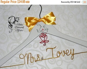 Christmas in July Beauty & the Beast Rose Themed Wedding Hanger, Disney Princess Wedding, Personalized Bridal Hanger, Gift Wire