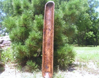 Hand Carved Wooden French dough Bread bowl LONG Skinny wood Trencher 0168