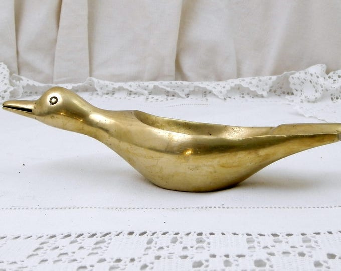 Vintage Mid Century Brass Flying Duck Shaped Ashtray from France, French Mallard Trinket Dish, Retro Man Cave Decor, Smoking Accessories