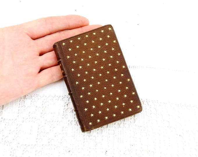 Antique Religious Book with Leather Cover Decorated with Gold Stars "Imitation Sainte Vierge" 1859 The Imitation of the Blessed Virgin Mary