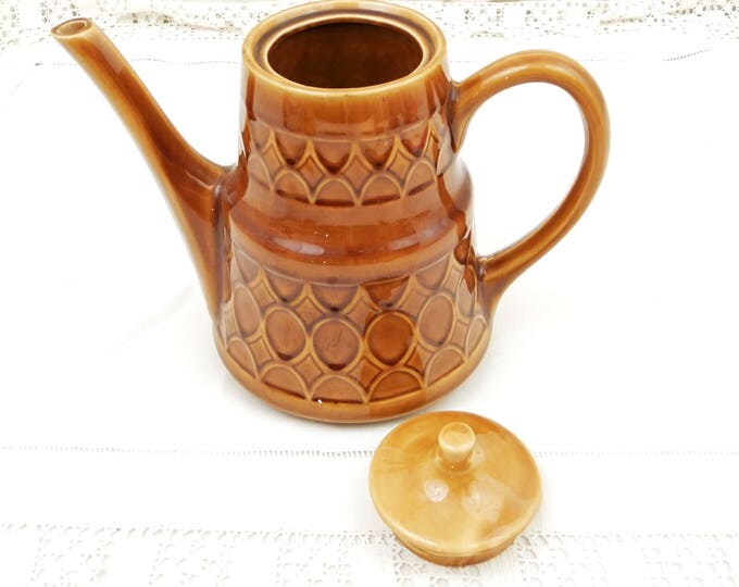 Vintage Mid Century Modern Ceramic Coffee Pot with Geometric Pattern, 1960s Pottery Tea Pot, Retro Kitchen Decor
