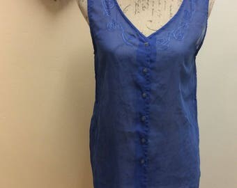Embroidered sheer blouse/beach cover up