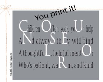 School Counselor Printable Counselor Gifts Counselor Office Decor School Counselor Print Counselor Art Counselor Office Art Poem 8x10