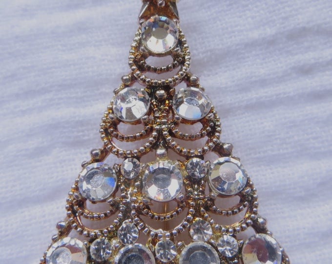 Eisenberg Ice Christmas Tree Brooch, Signed Christmas Tree Pin, Vintage Rhinestone Jewelry