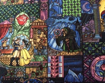 Bolt End Piece 21 inches Beauty and the Beast Stained Glass Cotton Fabric Springs Creative Fabric