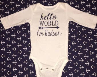 HELLO WORLD Onesie, Baby Girl Coming Home Outfit; Baby Boy Coming Home Outfit; hello world coming home onesie