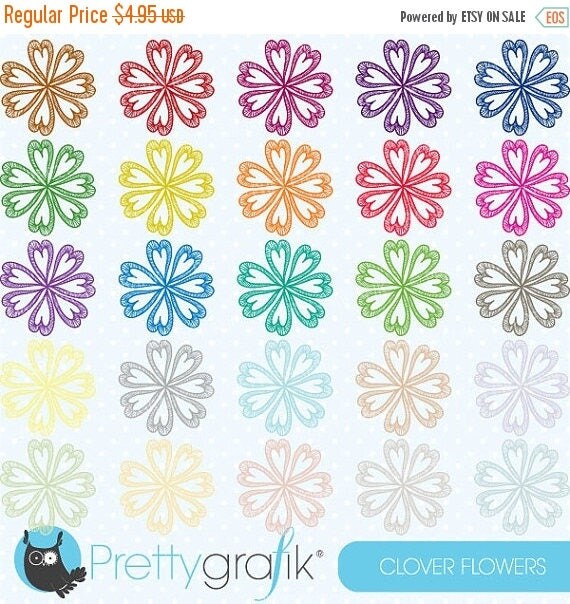 80% OFF SALE 25 flower heart clipart commercial use, vector graphics, digital clip art, digital images - CL502 Il_570xn