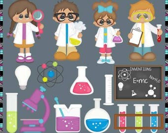 Little Scientists 2017, Science Lab, Children, Kids - Instant Download - Commercial Use Digital Clipart Elements Graphics Set