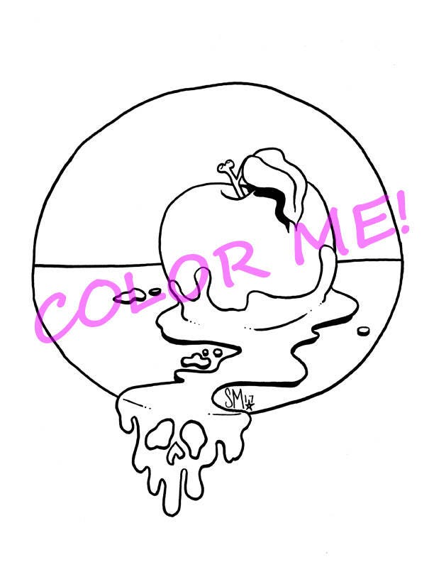 Drawlloween Day 16 Poison Apple COLORING PAGE