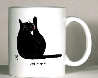 Cat Mug, Black Cat Mug, Cat Humor Gift, Cat Friend Mug, Customized Cat Mug, Co-worker Gift, Cat Lover Gift