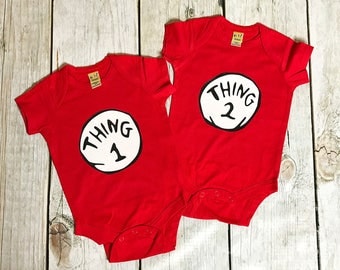 Dr. Seuss Thing 1 Thing 2 Matching Onesie Set | Shirt Set | Toddler Tee | Friends Matching Set | Twin Matching Set | Twins Bodysuits