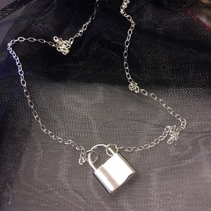 Day Collar Sterling Silver Padlock and Chain Silver Lock