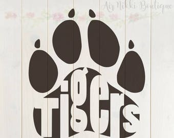 Tiger Paw Print SVG, PNG, DXF files, instant download