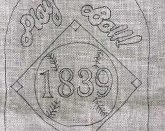 Baseball rug hooking pattern