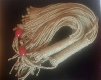 Hemp flogger set with wooden bead accents - all natural