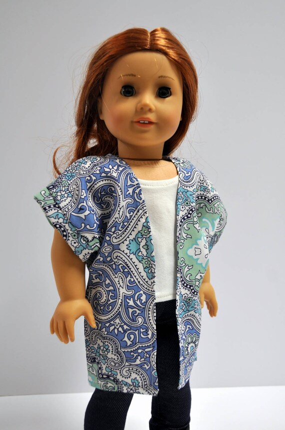 Blue and Mint Green Kimono Jacket made to fit American Girl