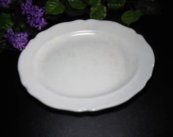 White Ironstone Serving Platter ~ Heirloom Pattern ~ Vintage Serving ~ Vintage Dining ~ 1970's J & G Meakin