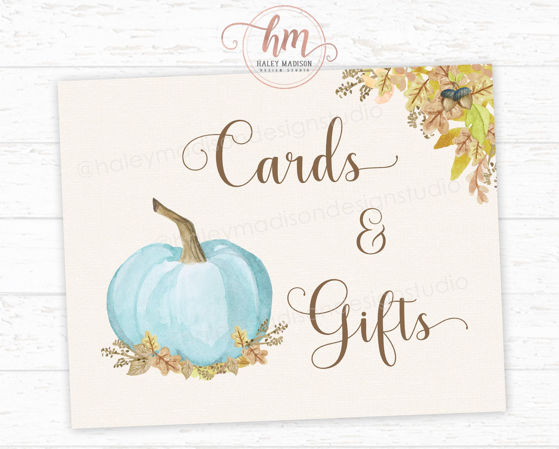 Little Pumpkin Baby Shower Cards And Gift Sign 8x10 Printable Sign