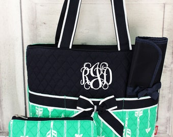 Diaper bag, Monogrammed diaper bag, Personalized diaper bag, Quilted diaper bag,d Girls diaper bag