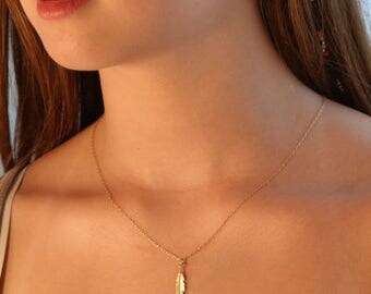 SALE Feather necklace, gold necklace, gold feather necklace, dainty necklace, everyday necklace, gift for her - 020