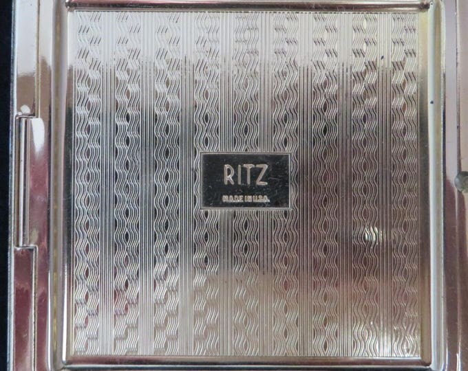 Ritz NY Compact, Vintage Silver Tone Gold Tone Square Makeup Compact, Collector's Compact