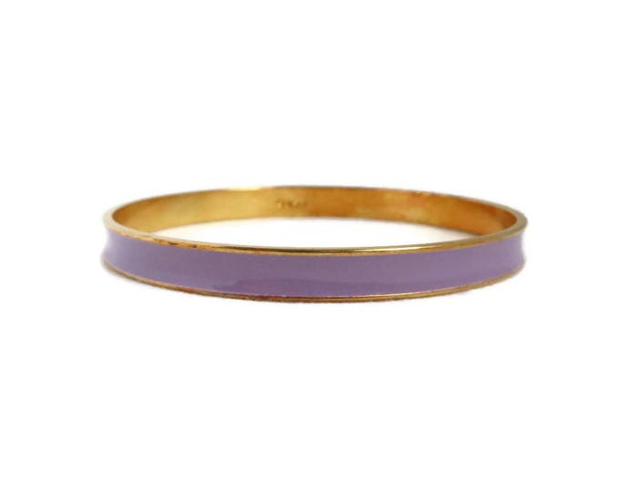 Monet Purple Enamel Bangle - Vintage Gold Tone Lavender Skinny Bangle Bracelet