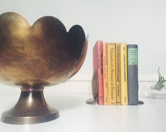 Vintage Brass Scalloped Bowl. Footed Brass Bowl. Badass Girly MCM Find