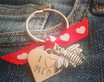 I love manchester keyring, Manchester bee keyring, support Manchester keyring