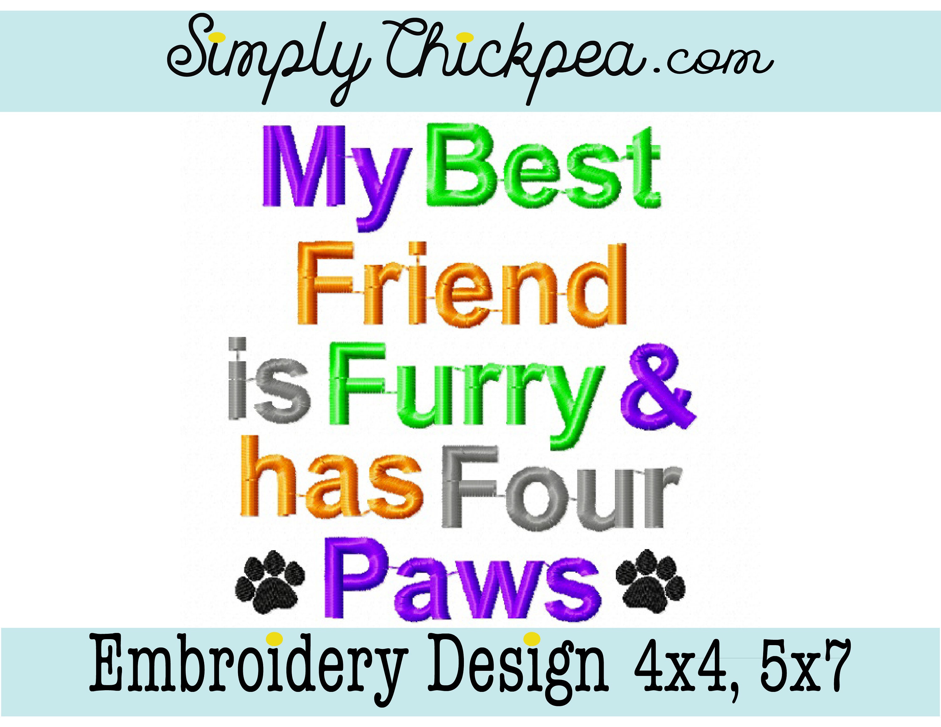 Download Embroidery Design - My Best Friend is Furry and Has Four ...