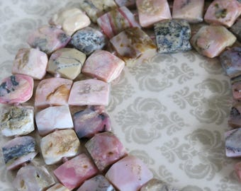 Pink Opal, Large, Faceted, Pink Peruvian Opal Beads, Full and Half Strands, Varying Sizes and Shapes, Unisex