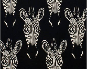 End of Bolt - 16 inches Zahara Zebra Fabric in Black and White Alexander Henry 100% Cotton