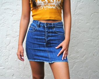 High Waisted Denim Mini Skirt