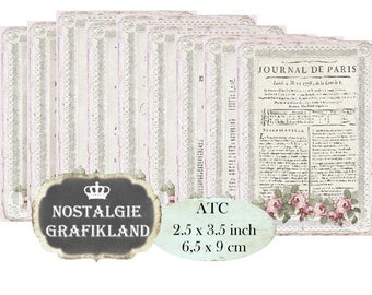 French Lace Ephemera printable Journals journaling Journal de Paris Documents Instant Download ATC digital collage sheet S083