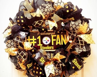 Pittsburgh Steelers Wreath, Steelers Mesh Wreath, Pittsburgh Wreath,