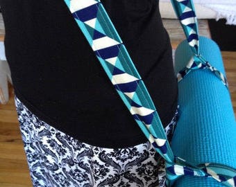 Yoga Mat SLING & STRAP - Aqua and Navy