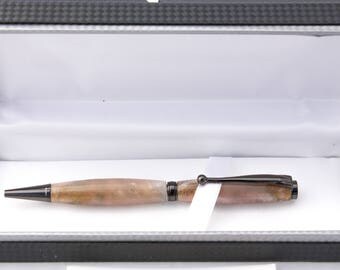 Golden Pink Acrylic - Slimline Pen with Ornate Carbon Fiber Gift Box