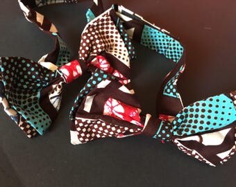 Noeud Papillon double en tissu africain wax imprimé motifs liberty scratch mixte homme femme ethnique original fantaisie