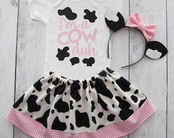 Cow Halloween Costume - baby halloween costume, first halloween, cow ears headband, cow halloween costume, comfortable baby costume